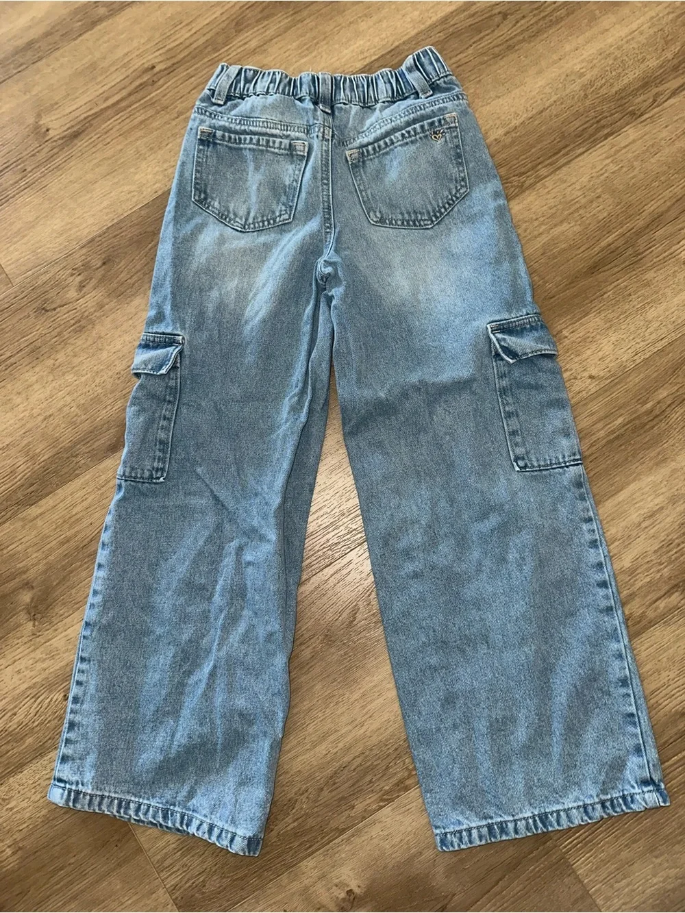 Justice Light Blue Cargo Wide-Leg Jeans